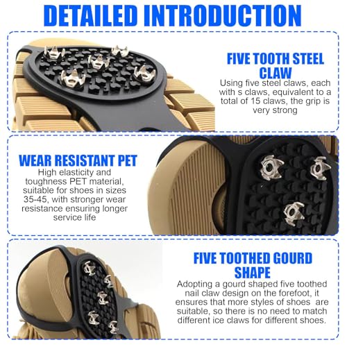 Anti Rutsch Schuhspikes, Universal 5-Claw Spikes Für Schuhe Winter rutschfeste Eisspikes, Schuhkrallen Spikes Zum Wandern, Bergsteigen, Spazierengehen, Unverzichtbar für Outdoor-Aktivitäten (M)