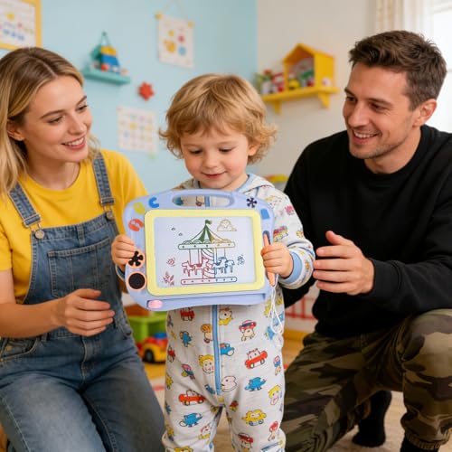 Tableau d'écriture magnétique effaçable pour dessin enfant avec support portable - 2
