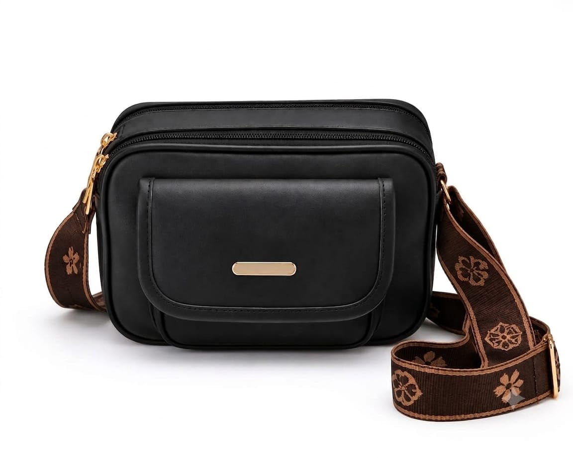 ELENI Women’s Brown Crossbody Sling Bag | Premium PU Leather Multi Pocket Shoulder Bag for Women & Girls | Stylish Travel Messenger Purse with Adjustable Printed Strap |-picture-31
