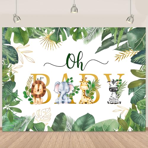 Toile de fond jungle tropicale Oh Baby pour décoration de table de fête prénatale 1,5x0,9m