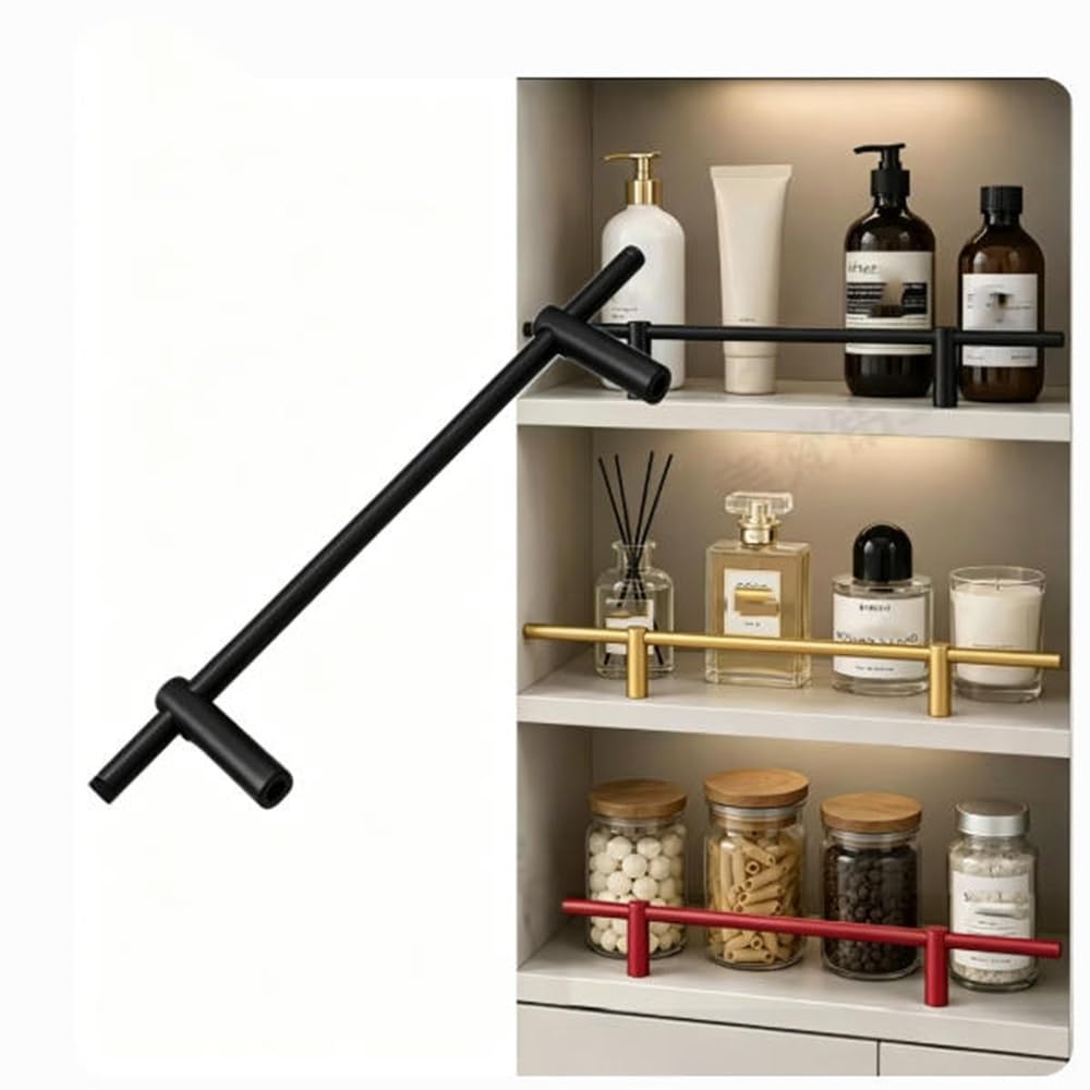 SVBVRFEEW Cabinet Railing Metal Shelf Guard Rail 24 30 36 38 In Gallery Rail Kit Aluminum Round Tube Decorative Rod Guardrail Set For Bookshelf Shoe Racks(Black,60cm/19.7in)