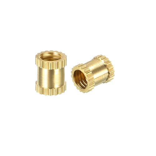 uxcell Tuercas de inserción moleteadas, 10 piezas M3 x 0.197 in de longitud x 0.157 in de diámetro externo, rosca hembra de latón, tuerca de