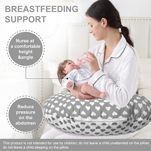Image of VParents Feeding Pillow, Breast Feeding Pillows Vacuum Packed Cotton Nursing Pillow and Positioner, Breastfeeding, Bottle Feeding, Baby Support Rosy (Gray) 110656