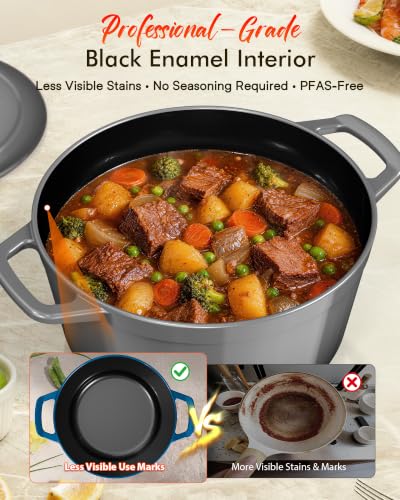 Image of Nuwave 6 Qt PFAS-Free Enamel Cast Iron Dutch Oven Pot with Lid, BlackSesame