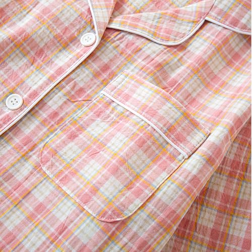 Image of STMAHER Women's 2 Piece Cotton Pajama Sets Long Sleeve Sleepwear Button Down Soft Lightweight Pj Pants Set With Pockets