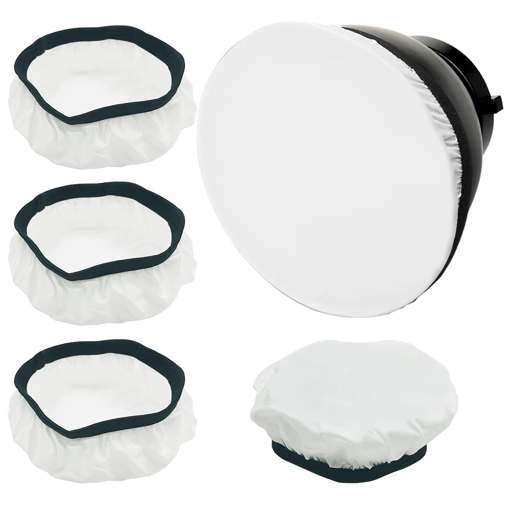 findTop 4-Pack Light Diffuser Sock - Universal Elastic Lamp Cover for Ring Light & Flash Photography (7 Inch/18cm) - Soft White Light Diffusion Fabric