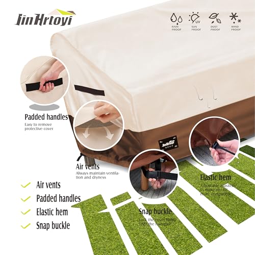 Jin Hrtoyi 3-Seater Outdoor Furniture Covers Waterproof,76\"Wx32\"Dx31\"H Inches Outdoor Couch Cover, Heavy Duty Patio Furniture Covers,Beige&Brown
