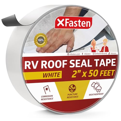 XFasten RV Roof Repair Tape White, 2 Inch x 50 Feet, Waterpr...