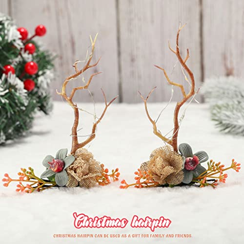 Brinie Christmas Led Hair Pins Branches Hair Clips Glowing Hair Barrettes Light Up Flower Hair Clip Christmas Headdress For Christmas Supplies Holiday Parties Favors Hair Accessories For Women And Girls (2 Pcs) (Colourful) #TOP6