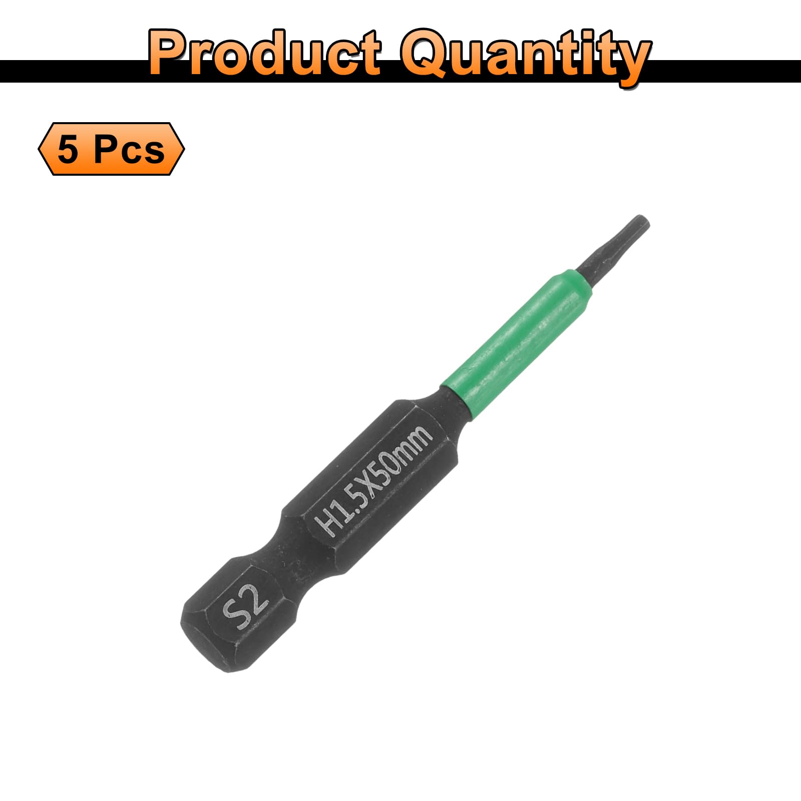 HARFINGTON 5-Pack H2.5 Flat Hex Screwdriver Bits – 2.5mm Magnetic Tip, 1/4" Shank, 100mm Long, S2 Steel – For Wood, Metal & DIY
