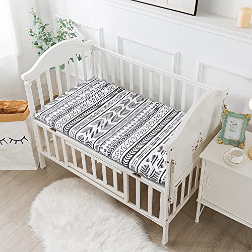 Nordic Stripes 3-Piece Baby Boy Crib Bedding Set - Cotton Quilt, Crib Sheet, Changing Pad Cover: Tribal Nursery Bedding, Boy Arrow Crib Bedding, Black And White Baby Bedding Crib Sets By Soul And Lane #TOP2