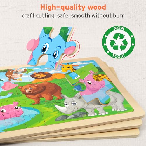 Synarry Wooden Puzzles For Kids Ages 4-6, 6 Packs 60 Pcs Jigsaw Puzzles Preschool Educational Toys Gifts For Children Ages 4-8 thumb #3