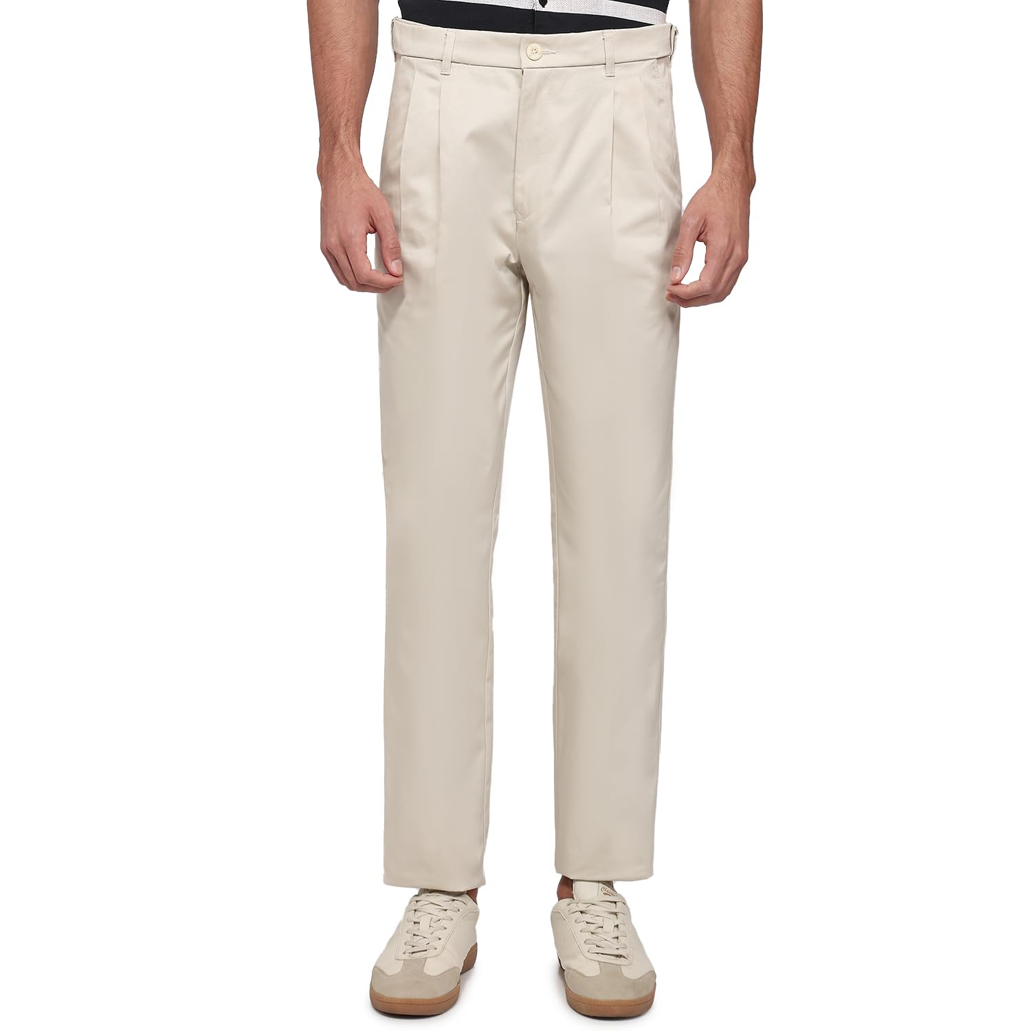 colorplus Men Comfort Fit Twill Pattern Pure Cotton Double Pleat Casual Trouser-picture-27