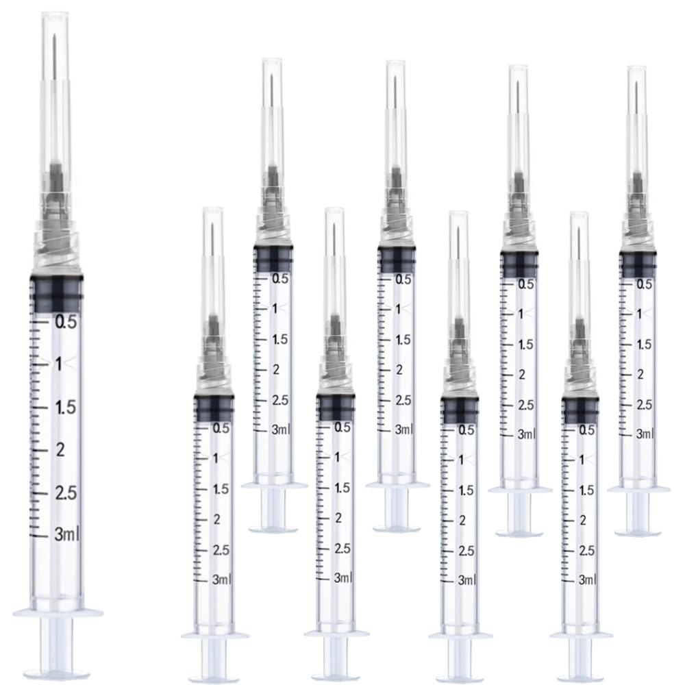 Luer lock 3ml 22Ga 1 Inch(25mm), 50 Pack Sterile Lab Utensils for Scientific Research, Industrial Dispensing or Liquid Measuring