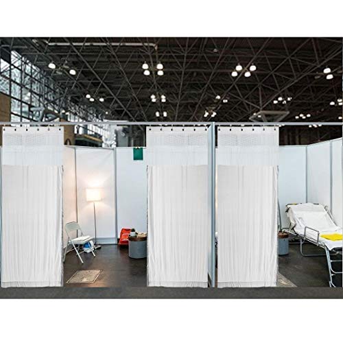 image for SPKTCULR White Medical Curtains Privacy Cubicle Mesh Top Room Divider 