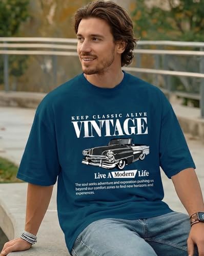 Image of AUSK Men's Half Sleeve Regular Tshirt, Graphic Print Round Neck Tshirt