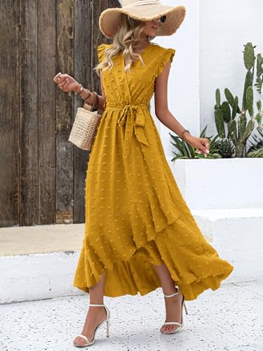 BTFBM Swiss Dot Wedding Guest Dresses for Women,Yellow,XL - image 6