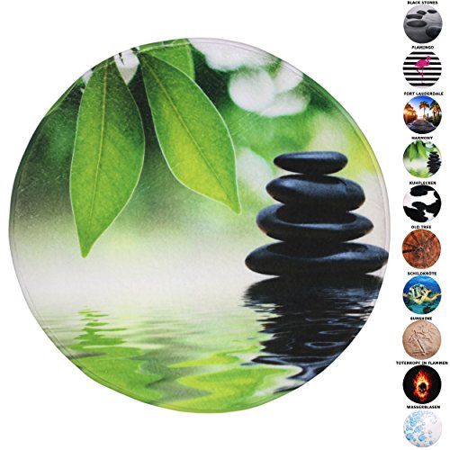 Sanilo Badteppich Rund I viele schöne Badematten zur Auswahl I Badvorleger sehr weich und rutschfest I waschbar und schnelltrocknend (Harmony, 80 cm)