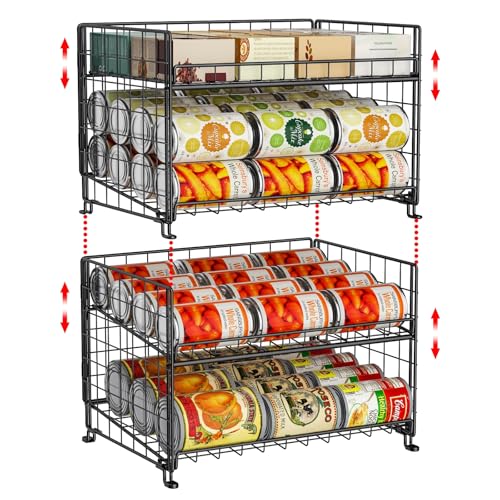 2-Pack Stackable Rack Organizer, Storage for Kitchen Pantry Cabinet, Holders for Food, Multifunctional Dispenser for Snacks Soda