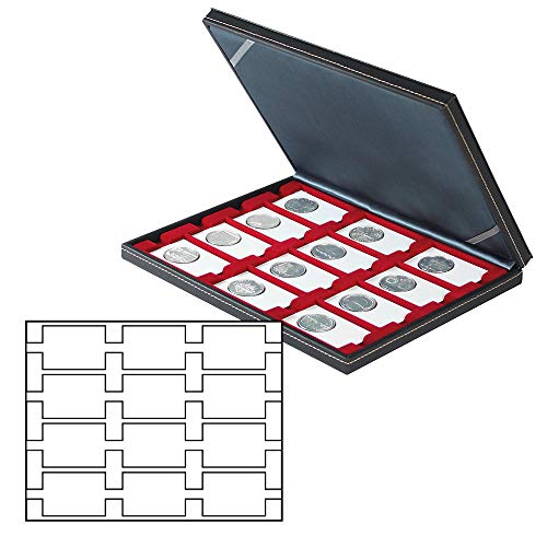 Estuche para monedas NERA M LINDNER organizador con plantilla 12 marcos REBECK Coin L 75x50