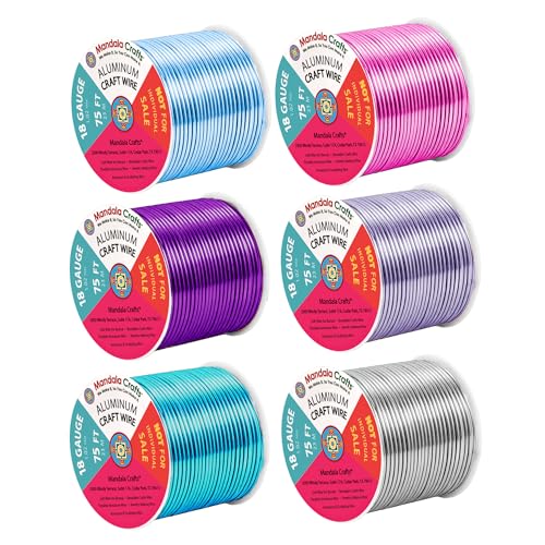 Image of Mandala Crafts 18 GA Turquoise Pink Assorted Anodized Aluminum Craft Wire | 450 FT, Colored, Flexible, Bendable for Bonsai Armature Sculpting Wire Wrapping Jewelry Making, Weather & Tarnish Resistant