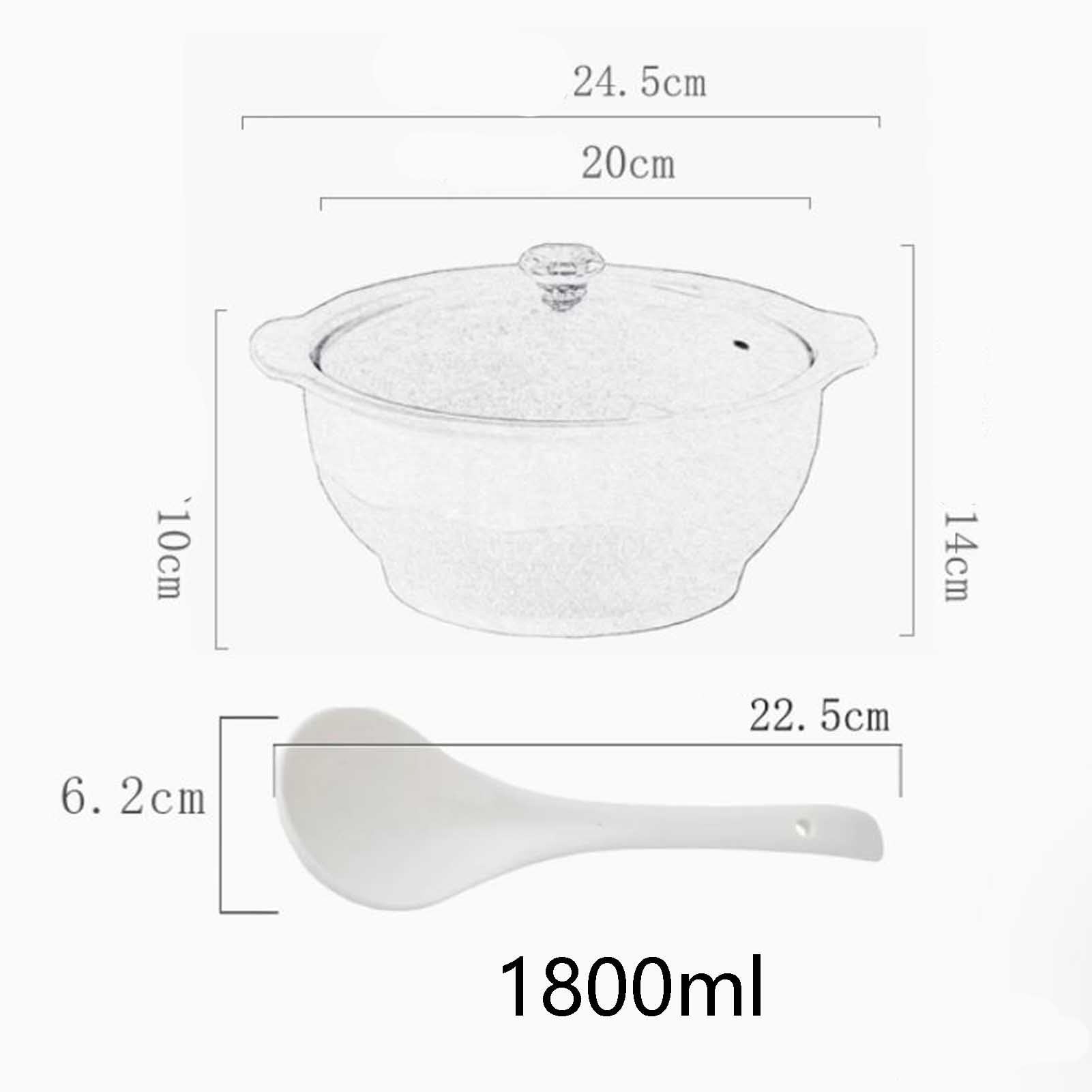 Suppenterrine Set mit Deckel und Schöpflöffel – 1800 ml Keramik-Servierschale mit Doppelgriffen für Unterhaltung und Heimdekoration