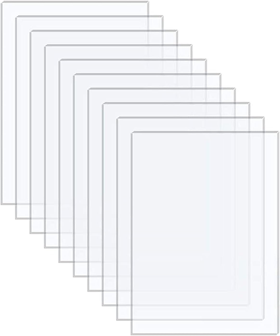 BPA® 10 Pieces (Actual Thickness 1.0mm -1.2mm) Acrylic Sheets Clear Extruded Plexiglass for Picture Frame Glass Replacement, Projects Display, Painting (5 inch x 7 inch)