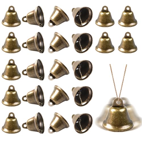 24 Stück Glöckchen Zum Basteln,Bronze Vintage Glocken,Kleine Metall Weihnachts Glocken,Goldene Glocke zum Basteln für Christbaumschmuck,DIY...