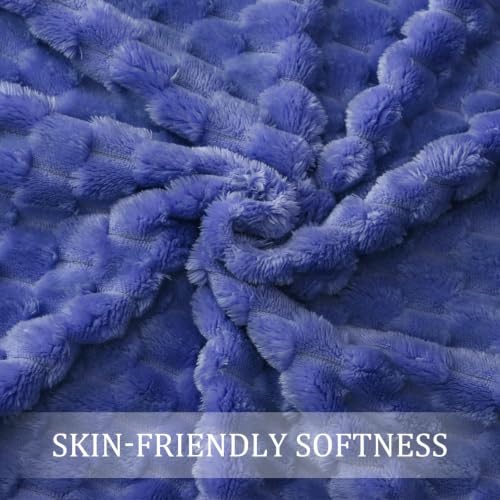 Image of Exclusivo Mezcla Large 3D Fleece Throw Blanket for Couch, Cobalt Blue | Extra Soft Fuzzy Plush Lightweight Throws, Cozy Fluffy Decorative Blankets for All Seasons, 50x70 Inches