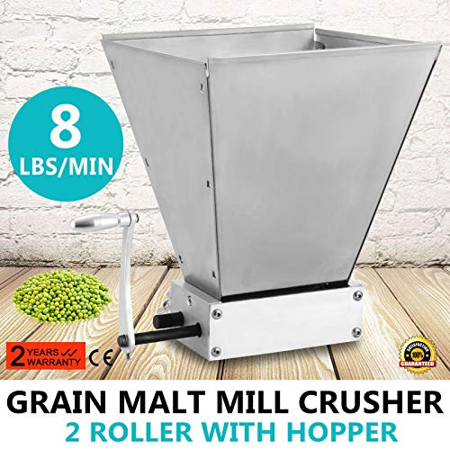 Happybuy Malt Mill Homebrew 2-roller Barley Grinder Crusher Manual Adjustable Barley Malt Grain