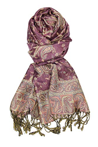Violet Soft Silky Paisley Pashmina Shawl Wrap Scarf Stole w/Fringes 80