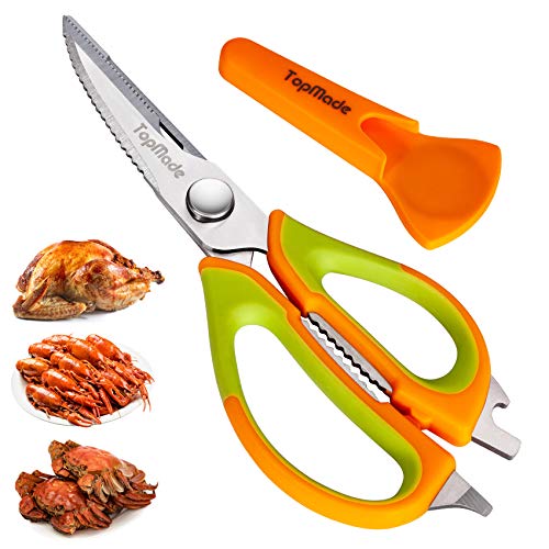 Kitchen Shears - Topmade Kitchen Scissors Heavy Duty Poultry Shear Multi-Purpose Stainless Steel Sharp Utility Food Scissor Wh Magnetic Sheath Detachable Cooking Shear For Chicken|Meat|Game|Bone|Herb #TOP10