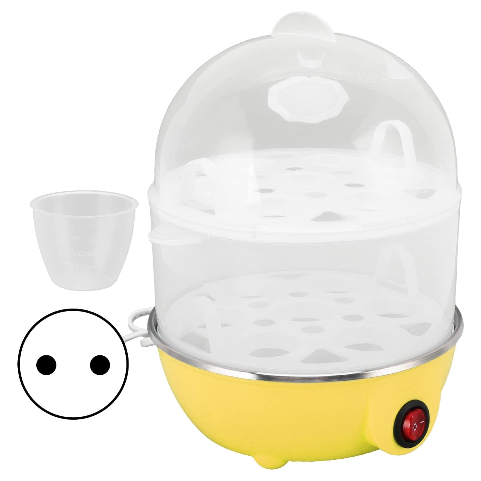 Fornello Elettrico per Uova a 2 Ripiani, 350W, Capacità 14 Uova, Spegnimento Automatico, Colore Giallo, per Uova Sode