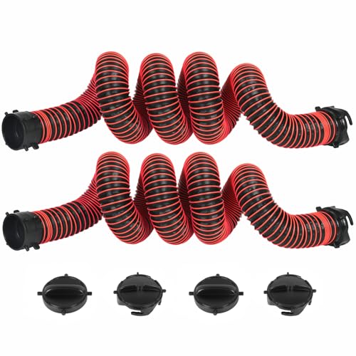 Image of 20FT RV Sewer Hose Extension, EXTREME Heavy Duty 24 Mil TPE Material for Abrasion Resistance and Crush Protection, Camper Sewer Extension Hose with Caps, Red