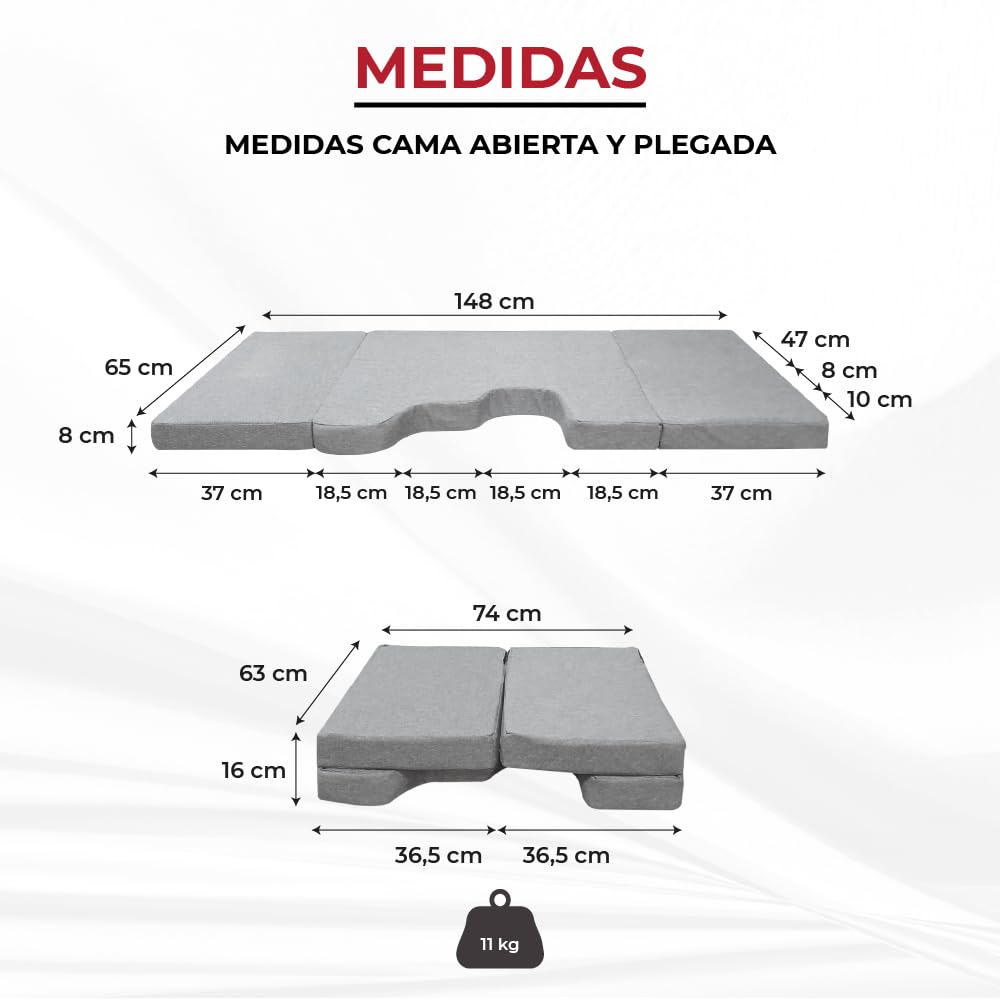 K´Foam Colchón Plegable Cama Delantera Camper para Mercedes Vito Color Gris (2003-2014)