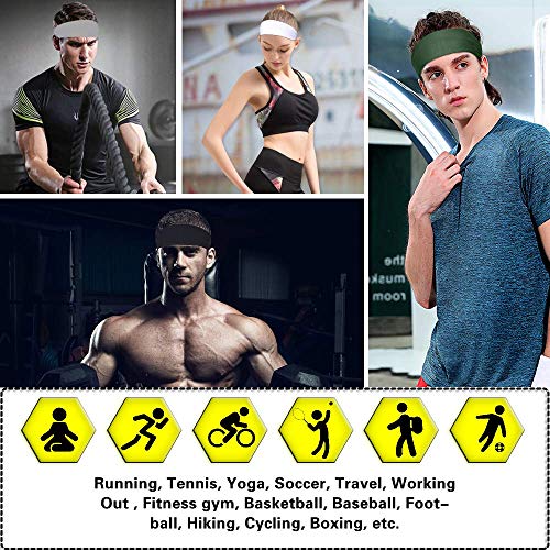 EasYoung Men's Headbands, 3-Pack Headbands for Men, Guys Sport Sweatbands for Running, Crossfit, Cycling, Yoga, Working Out Gym Exercise, Performance Stretch and Moisture Wicking
