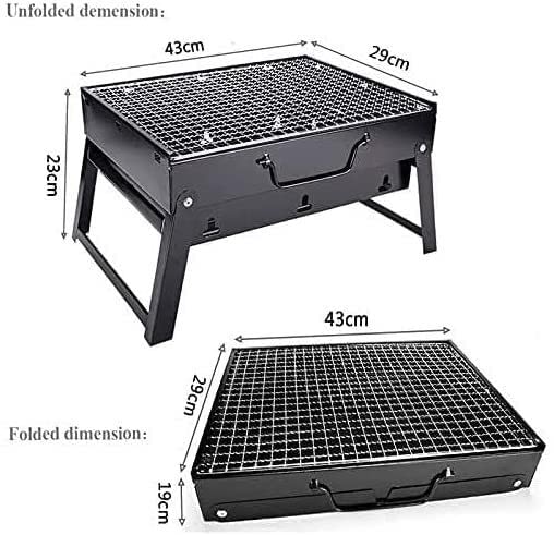 Przenośny składany grill na węgiel drzewny - gotowanie na zewnątrz ze stali nierdzewnej na piknik kemping podwórko grille i tylna klapa - kompaktowy i design