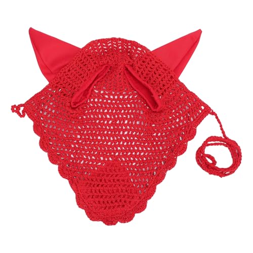 TYTOGE Horse Ear Bonnet,Cotton Breathable Horse Fly Veil Ear Net Crochet Equestrian for Sensitive Horses