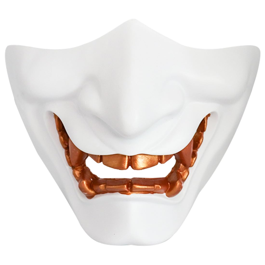 Samurai Oni Mask Half Face for Cosplay Party Halloween Costumes White