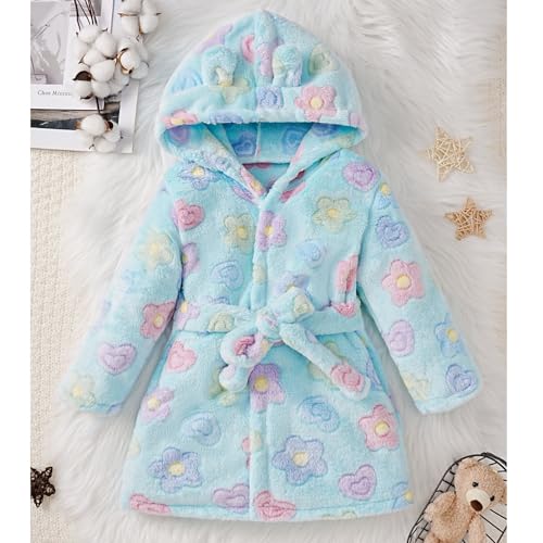 Kids Girls Flannel Hoodies Fuzzy Fleece Cute Hooded Fall Outfit Soft Warm Fluffy Button Down Kimono Winter Clothes2