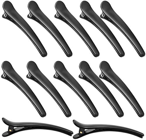 HQDeal 12pcs Hair Clips for Women, 12cm / 4.72inch Hairdressing Sectioning Clips for Thick Hair, Black Hairdresser Clip for Salon Supplies