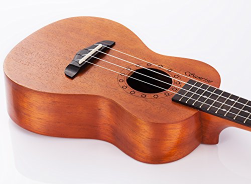 WINZZ Concert Mahogany Hawaii Ukulele with Bag, Finger Sticker, Chord Card, Tuner, Strap, Picks, Extra Strings, Polish Cloth, 23 Inches