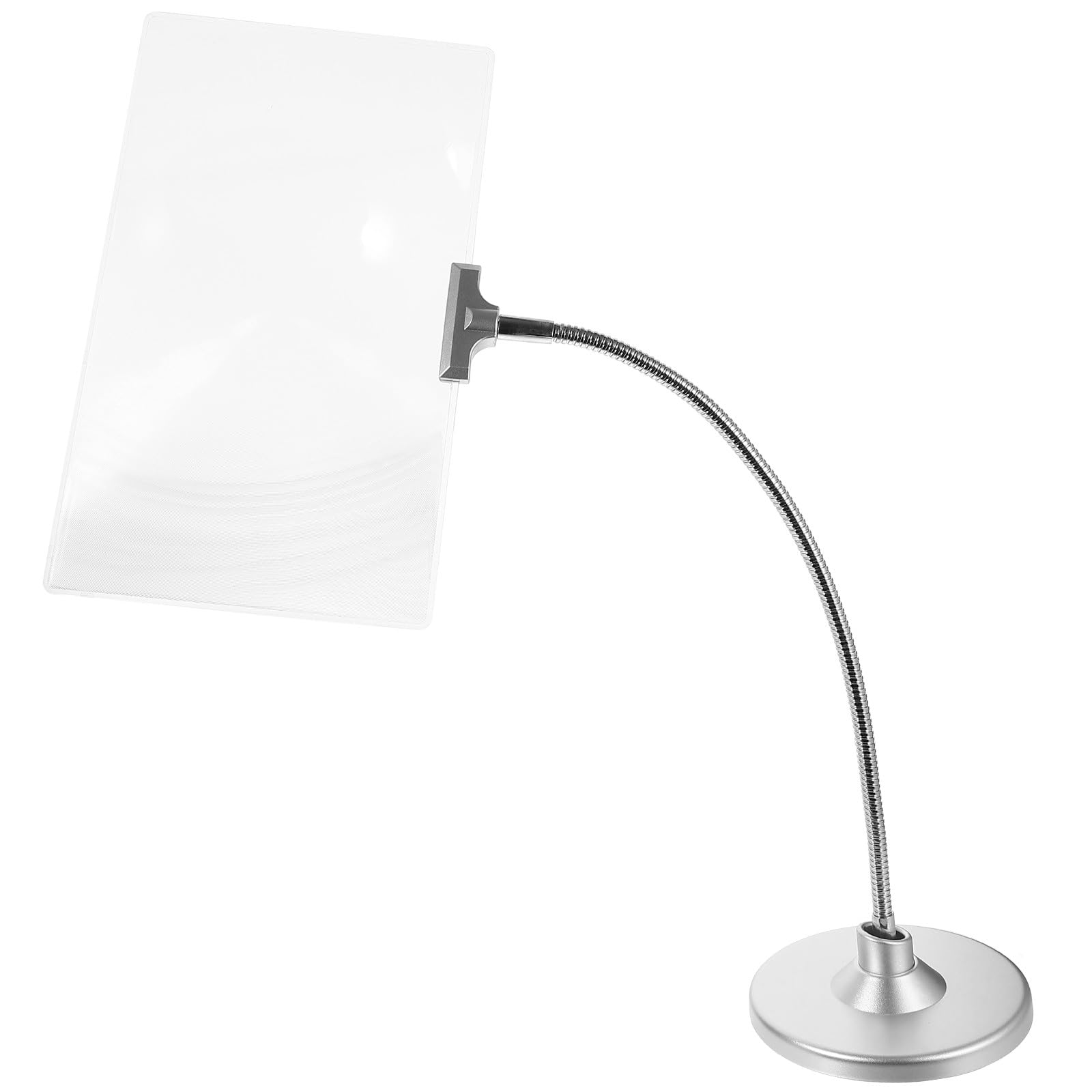 Ciieeo Lupa de Lectura con Lente Fresnel 4X Grande, Soporte de Tubo Flexible Desmontable, Luz Led, Lupa para Manualidades, Trabajos de Cerca y Uso en Oficina, Color Plateado
