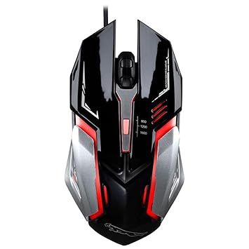 TechGuy4u - New Type K1 Metal Base Gaming Mouse for Computer, PC and Laptops, Ergonomic Gaming Mouse with Polychromatic LED Luminous Steel Board, Wired Third Gear DPI and USB Interface