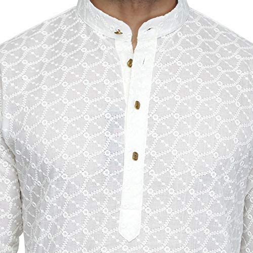 Image of Royal Kurta Men's Cotton Lucknowi Chikan Kurta Pyjama Set ()