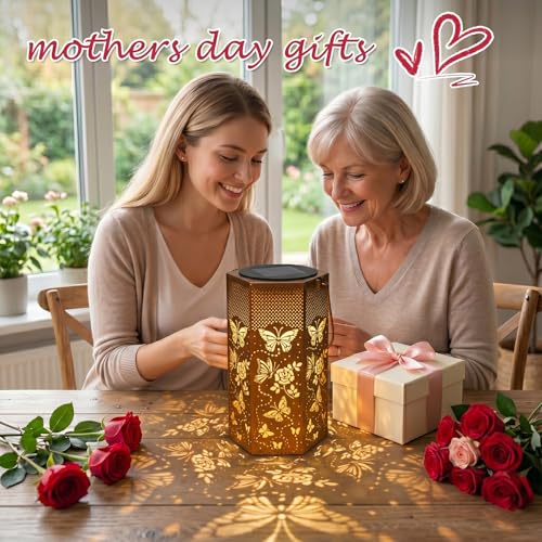Image of Eandisom Birthday Gifts for Women, 1 Pack Butterfly Solar Lanterns