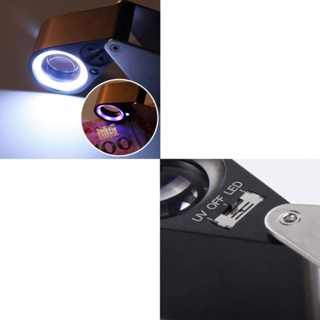 Szkło Powiększające, Ekran Mini Powiększający 10-20 Razy, Aluminiowa Obudowa I Oświetlenie Uv Led, Do Hobby I Rękodzieła Jubilerskiego Z Podwójnym Światłem Led, Czerwony, Fioletowy, Biały - 30 Razy