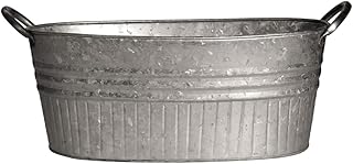 Headwind Oval Galvanized Tubs Planter with Handles – 12 Inch Lightweight...