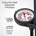 Schwinn Air Center Plus Floor Bike Pump, Pressure Gauge, Pumps 120 Max PSI, Dual Head Fits Schrader and Presta Valve Types, Wide Metal Base, Navy Blue