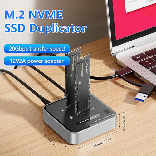 Gabinete Dual M.2 NVMe SSD, clonador sin conexión, 20Gbps, sin herramientas miniatura 2